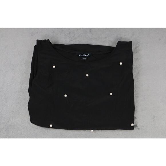 Roz & Ali Black Sleeveless Dress Women’s Pearl Embellished A-Line Tank Style L - Picture 9 of 9